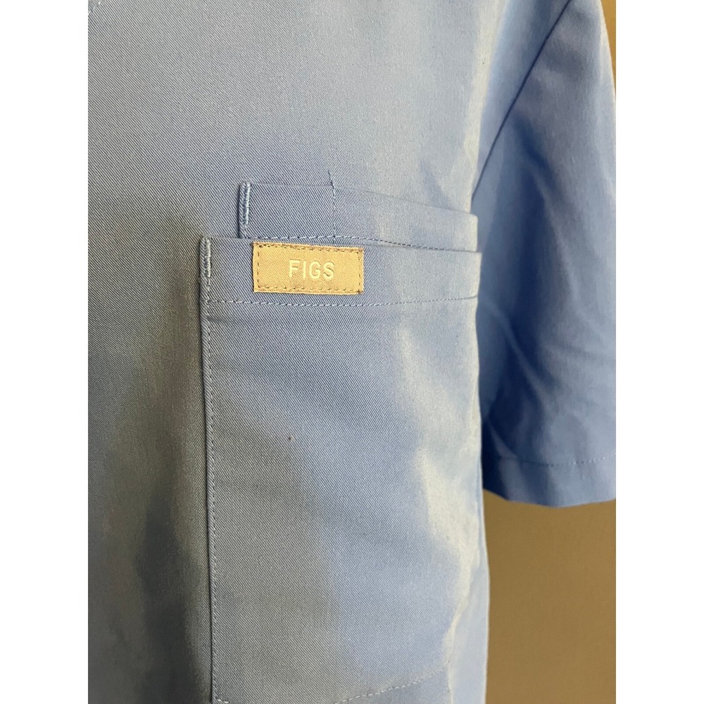 FIGS Leon 3 Pocket Scrub Uniform Top Mens Cell Blue Size Large - Picture 2 of 5